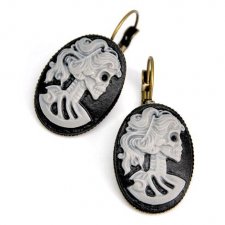 Kolczyki kamea mosiądz czaszka goth kościotrup