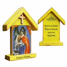 Personalizowana drewniana kapliczka / ikona  z wizerunkiem Świętego Floriana (mała)