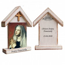 Personalizowana drewniana kapliczka / ikona  z wizerunkiem Świętej Franciszki Rzymianki (mała)