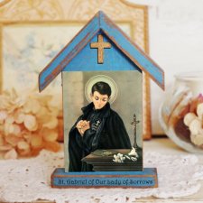 Personalizowana drewniana kapliczka / ikona  z wizerunkiem Świętego Gabriela (mała)