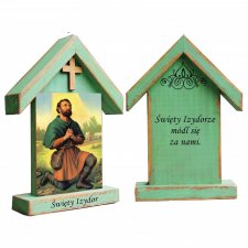 Personalizowana drewniana kapliczka / ikona  z wizerunkiem Świętego Izydora (mała)