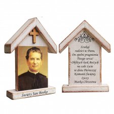 Personalizowana drewniana kapliczka / ikona  z wizerunkiem Świętego Jana Bosko (mała)