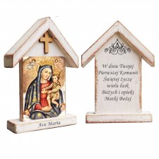Personalizowana drewniana kapliczka / ikona  z wizerunkiem Matki Bożej (mała)