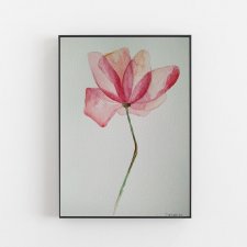 Różowy kwiatek  -akwarela