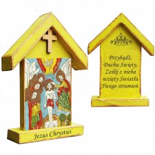 Personalizowana drewniana kapliczka z wizerunkiem Jezusa Chrystusa - Zesłanie Ducha Świętego (średnia)