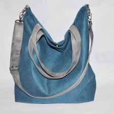 Torba hobo XXL - turkus, szary