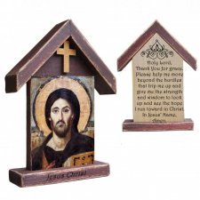 Personalizowana drewniana kapliczka z wizerunkiem Jezusa Chrystusa  (średnia)
