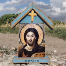 Personalizowana drewniana kapliczka / ikona z wizerunkiem Jezusa (duża)