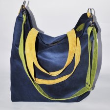 Torba hobo XXL - kobalt, limonka, żółty