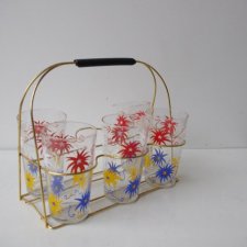 Zestaw szklanek na stojaku lata 60.