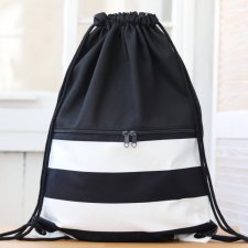 Bawełniany plecak worek w paski, elegancki plecak