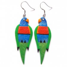 Egzotyczne Kolczyki Papugi Papuga Lorysa Górska Duże Kolczyki Ptaki Kolorowe Kolczyki