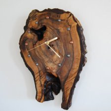 Zegar z drewna orzecha włoskiego, wiszący zegar ścienny z plastra drewna