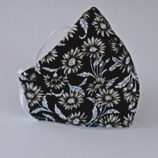 Kolorowa maska przeciwpyłowa 100% bawełna! - kwiaty na czarnym