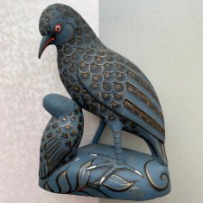 Rzadkość ! Rzeźba macierzyństwo - ręczna praca z drewna ❤ W ptasiej odsłonie ❤ Ręcznie malowana