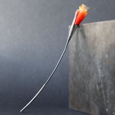 Srebrna broszka pomarańczowy tulipan