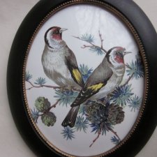 Rzadkość - Miniatura na emali - genuine STAFFORDSHIRE enamel - starej daty ozdoba na  emaliowanym medalionie