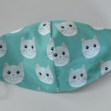 Kolorowa maska przeciwpyłowa 100% bawełna! - koty na mięcie