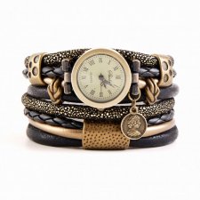 Zegarek- bransoletka złoto- czarny z monetą