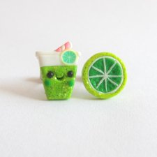 Zielone Kolczyki Oranżada Drink z Rurką