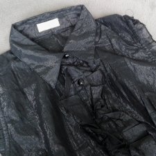 Czarna błyszcząca bluzka z żabotem, Orsay roz. 42