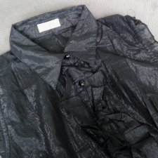 Czarna błyszcząca bluzka z żabotem, Orsay roz. 42