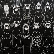 Grafika, Ilustracja A3- Plaża nudystów,pamiątka z pandemii