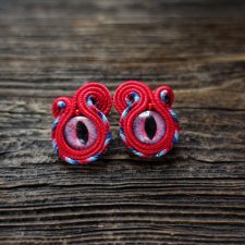 Czerwone oczka- kolczyki soutache