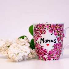 Kubek ręcznie malowany magnolia - Mamuś