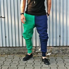 SPODNIE BUTTON DUAL PANTS UNISEX zielono-granatowe bez zamka