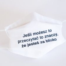 Maseczka wielorazowa bawełniana, ZA BLISKO