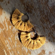 Kolczyki plecione - musztardowe