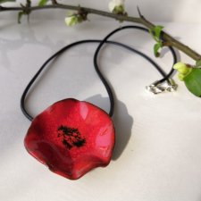 Naszyjnik ceramiczny mak czerwony