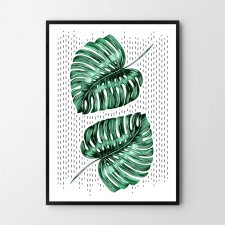 PLAKAT KWIAT MONSTERA LINIE ABSTRAKCJA A4