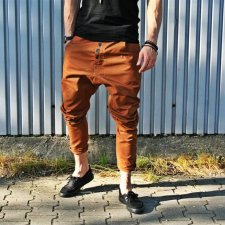 SPODNIE BUTTON ZIPPER PANTS UNISEX brązowe pumpy spodnie długie