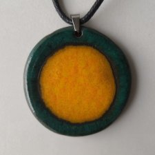 Naszyjnik ceramiczny żółto-szmaragdowy