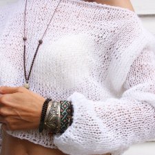 BIAŁY SWETER  HANDMADE ANGORA STAR