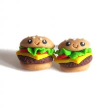 Śmieszne Kolczyki na Sztyft Kolczyki Hamburger Kolczyki Fast Food Kolczyki Emoji Kolczyki Cheeseburger Prezent na Walentynki