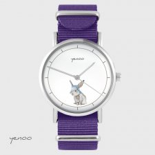 Zegarek - Zając - fioletowy, nylonowy