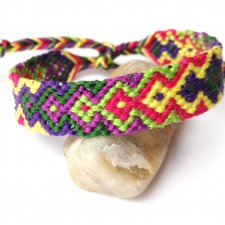 Szukanie skarbów - ręcznie pleciona bransoletka przyjaźni, bawełna, aztecka bransoletka etniczna, jaskrawe kolory