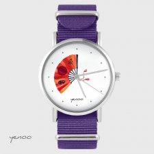 Zegarek - Japoński wachlarz - fioletowy, nylonowy