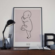Plakat Personalizowany Dziecko - Metryczka różowa 50x70