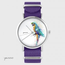 Zegarek - Papuga turkusowa - fioletowy, nylonowy