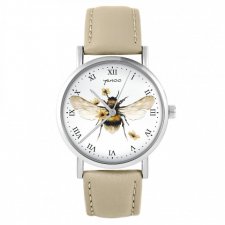 Zegarek yenoo - Bee natural - skórzany, beżowy