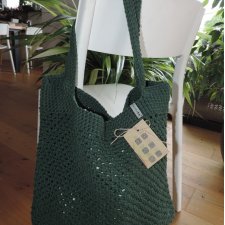 Zielona ekologiczna solidna duża i mocna torba, wykonana na szydełku, na co dzień, na zakupy ...