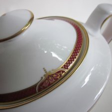 BORDEAUX FINE CHINA BY SPODE Y 8594 -V UNIKATOWA RZECZ  elegancka duża cukiernica - bomboniera 22 KARATY