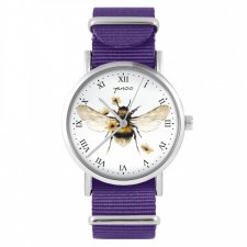 Zegarek - Bee natural - fioletowy, nylonowy