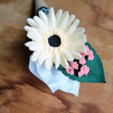 Gerbera - kwiat - filc - biały