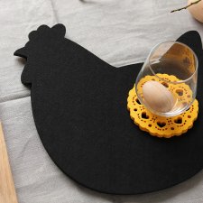 cztery duże podkładki filcowe pod talerz kura