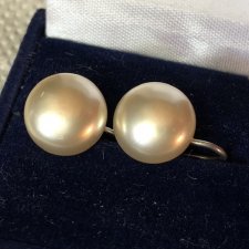 Vintage - Srebro i duże perły ecru 1,3 x 0,6 efektowne eleganckie kolczyki / klipsy